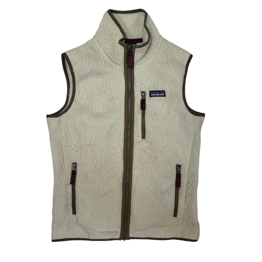 Patagonia Retro Pile Vest Cream Fleece Full Zip Womens Small